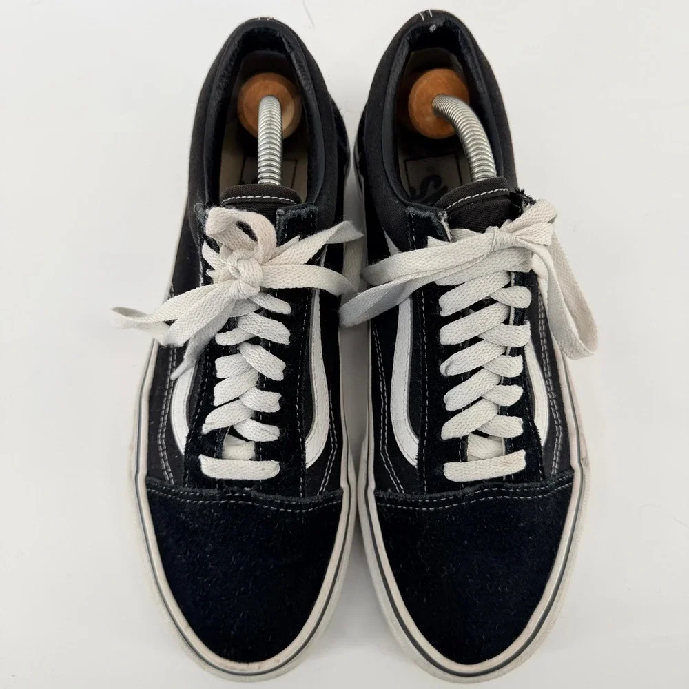 Vans Old Skool Classic Skate Shoes‎ Low Top Black White Suede Canvas Mens 8.5